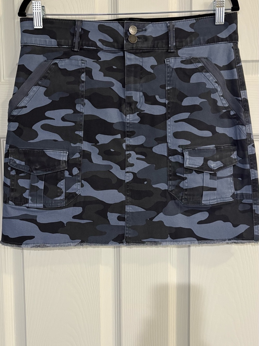 Democracy Blue Camo Utility Mini Skirt - Women's